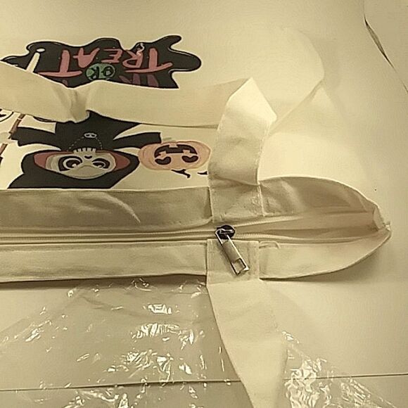 Halloween Bag Tote Treat Zipper Canvas Grim Reaper Large Colorful NEW 16… - Picture 8 of 8